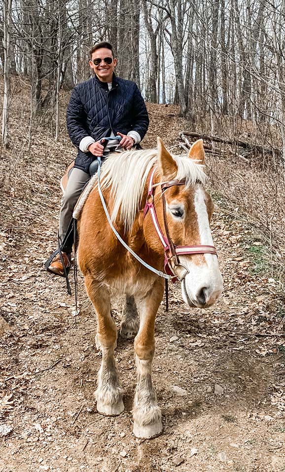 Adam on horseback in Cashiers, North Carolina.