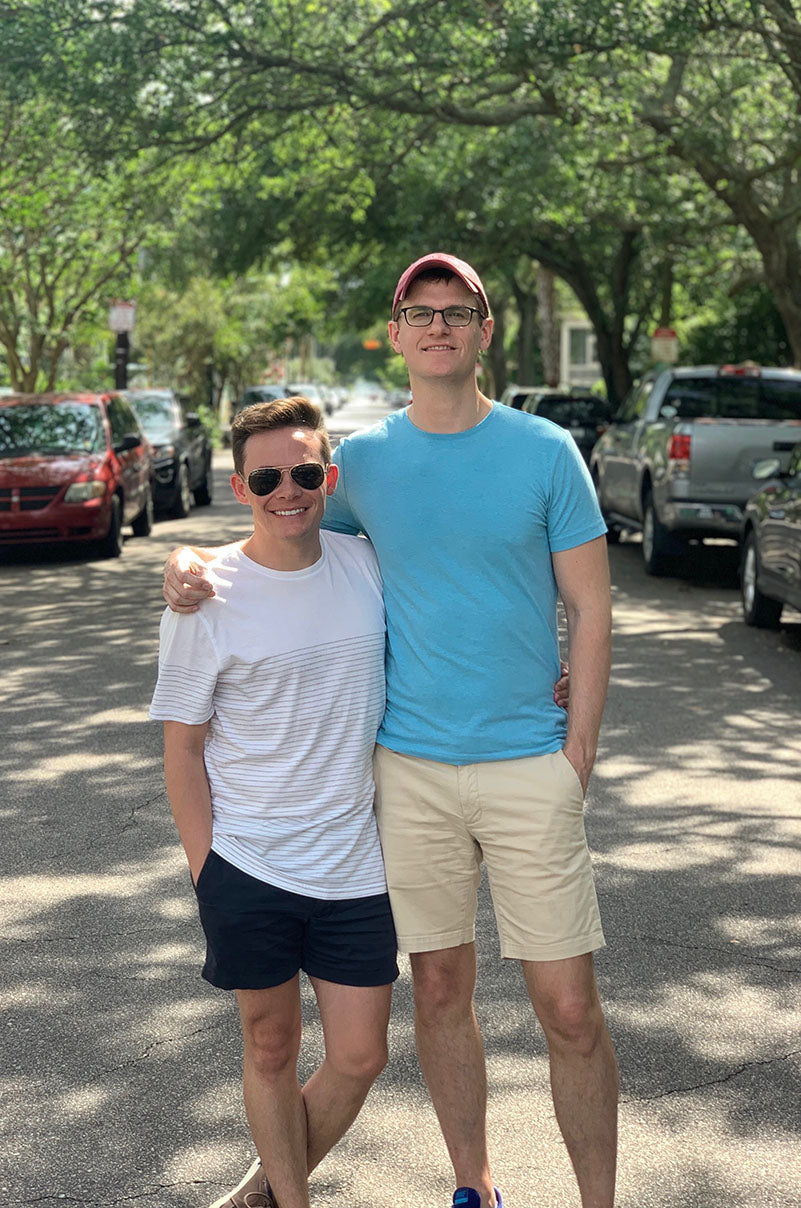 Jeffrey and Adam in the street in Charleston, South Carolina.
