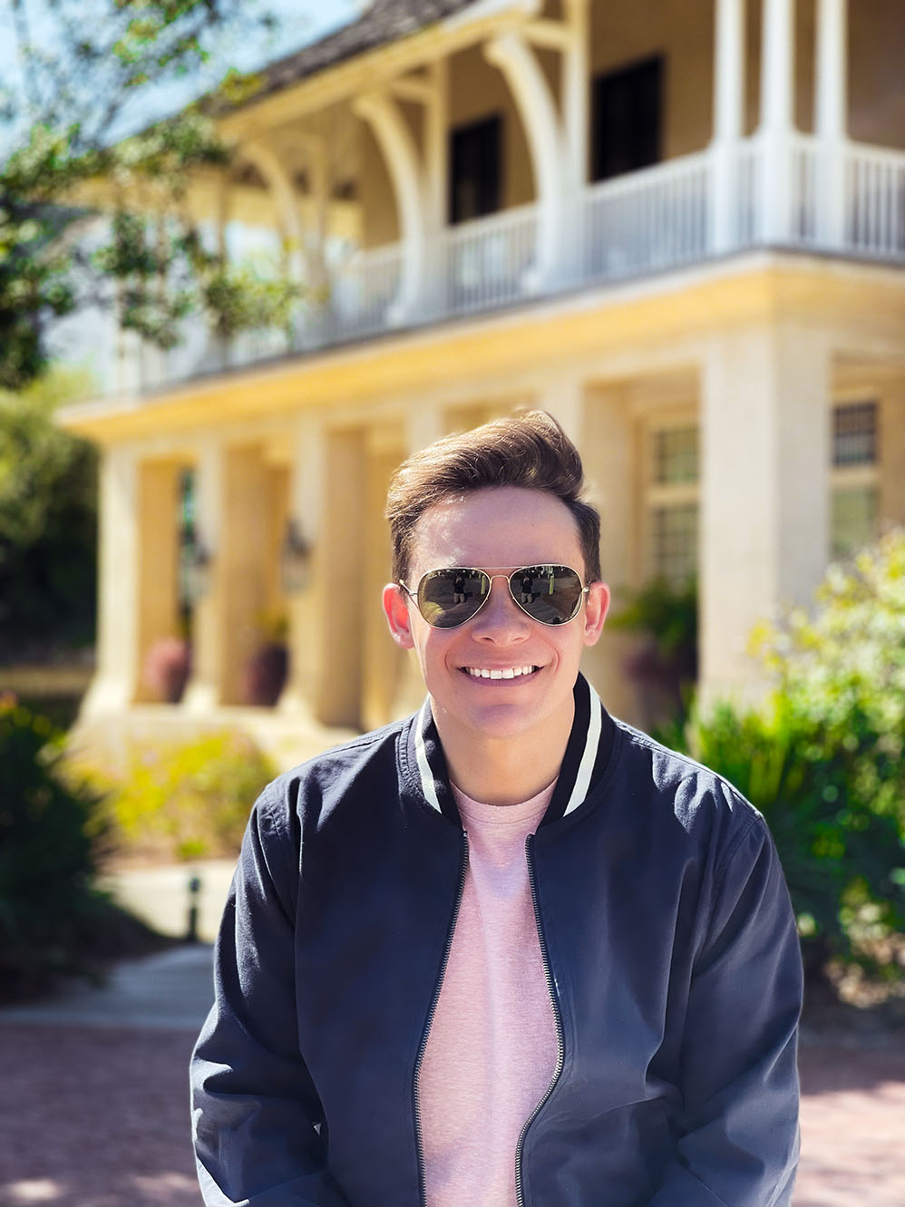 Adam in front of home in Rosemary Beach, Florida.