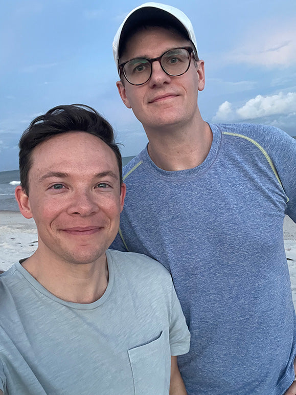 Jeffrey and Adam on the beach in St. George Island, Florida.