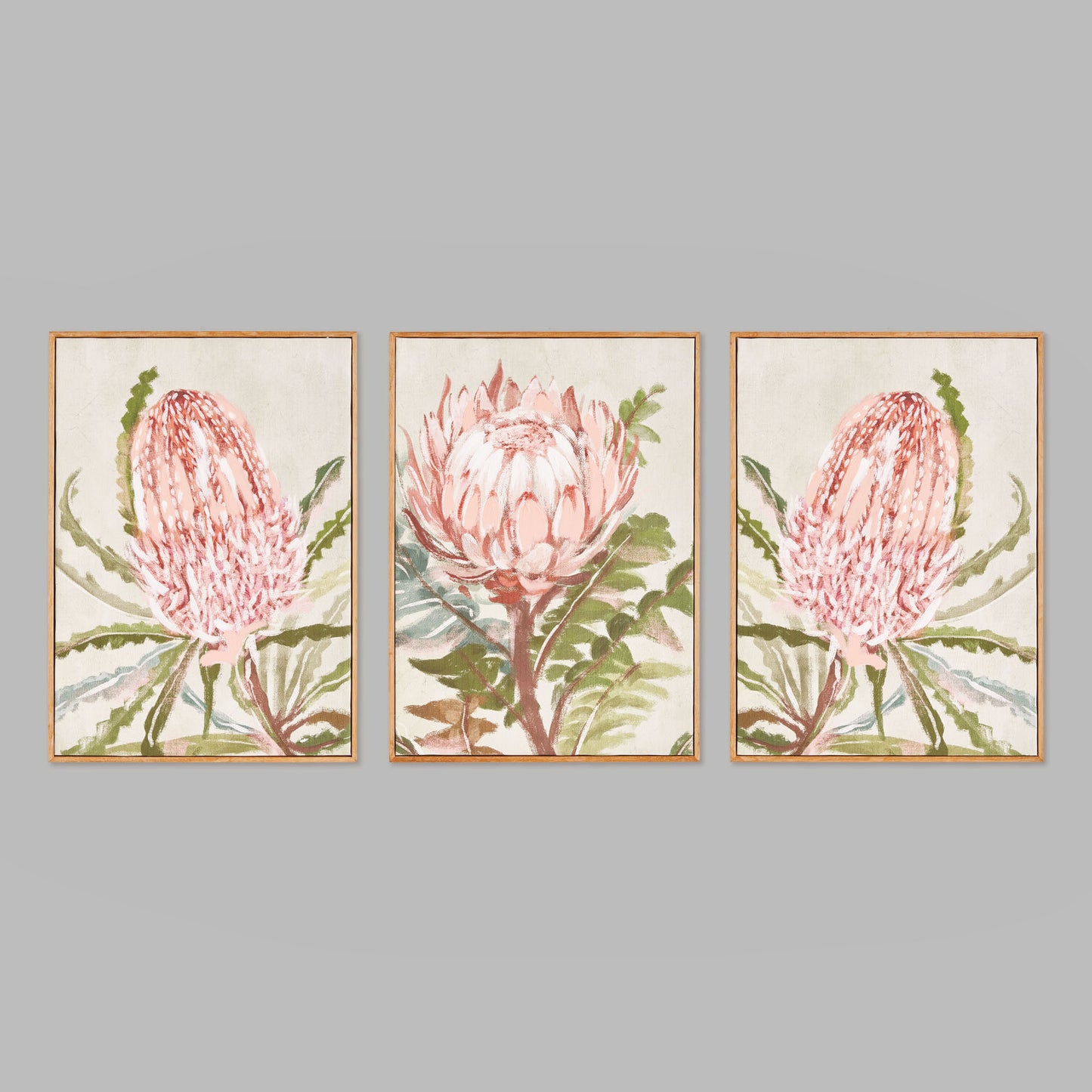 Queen protea botanical print triptych (set of 3) - stylish home accent (Image3).