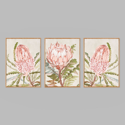 Queen protea botanical print triptych (set of 3) - stylish home accent (Image3).