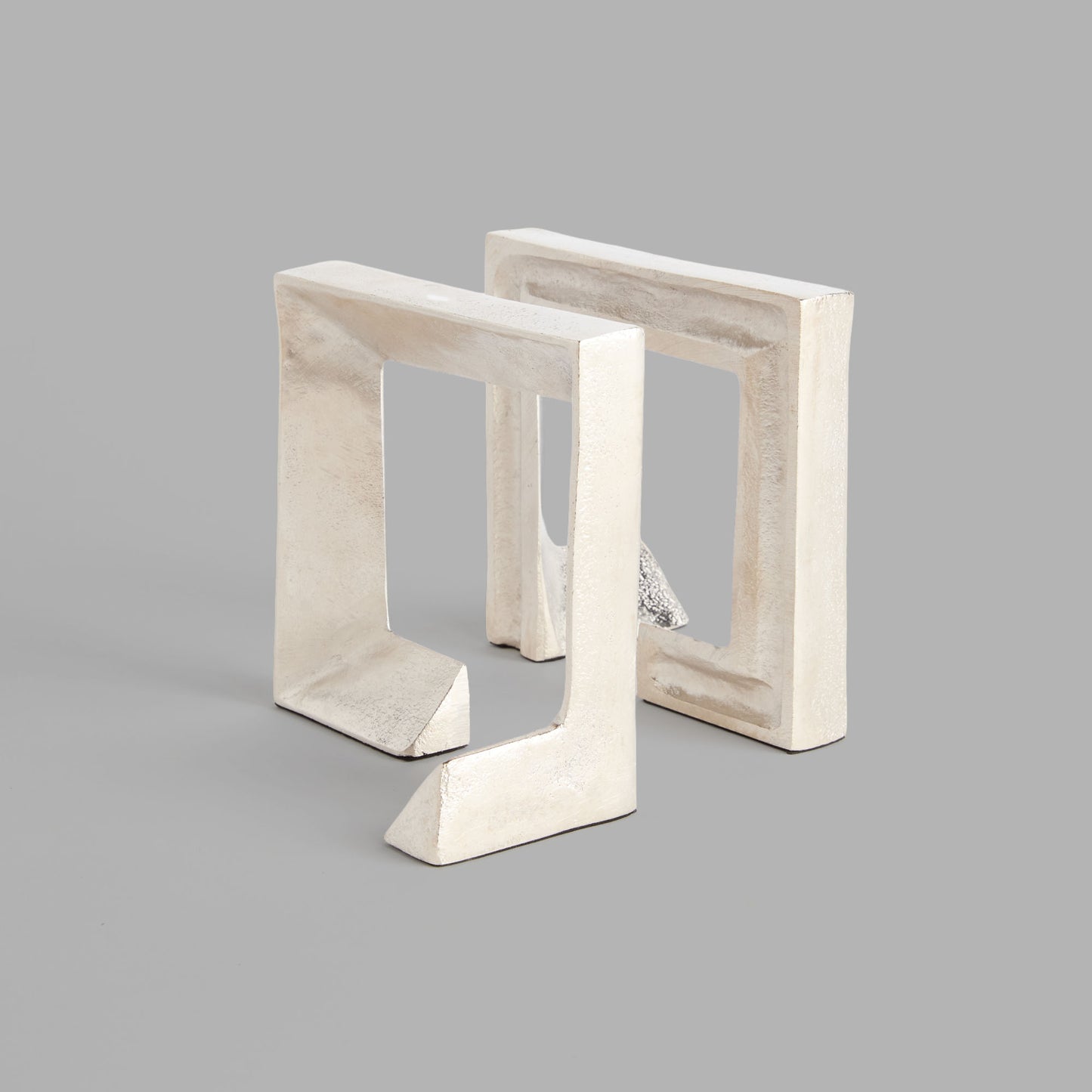 Silver cast aluminum bookends (set of 2) - stylish home accent (Image5).