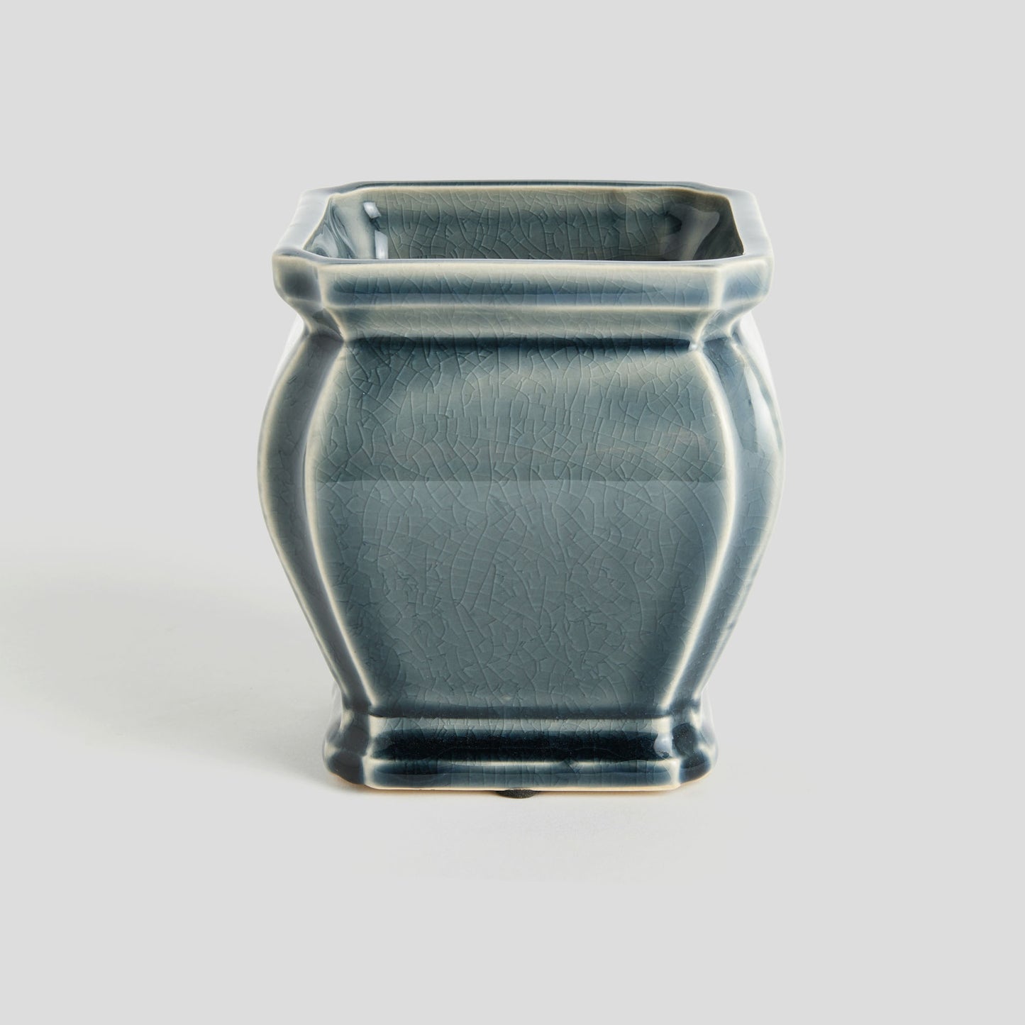 Small blue reactive glaze ceramic pot - stylish home accent (Image4).
