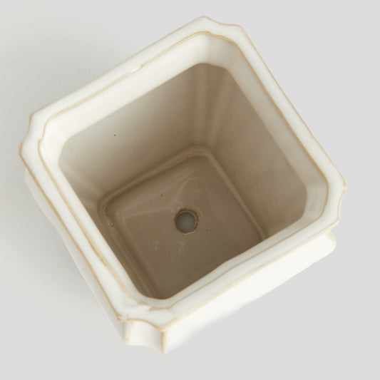 Small white glazed ceramic pot - stylish home accent (Image2).