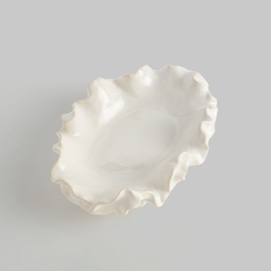 Small white handcrafted stoneware decorative bowl - stylish home accent (Image2).