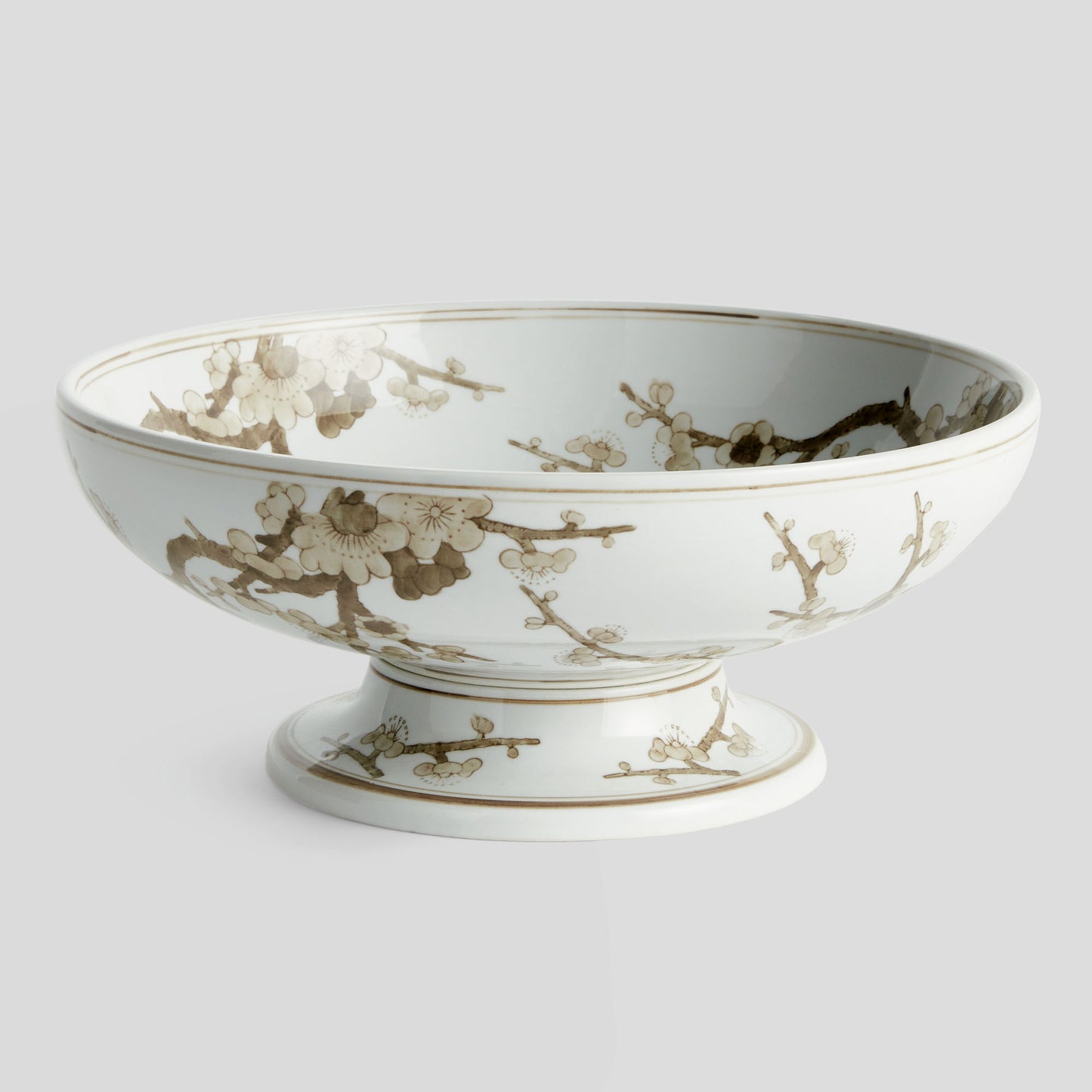 Taupe chinoiserie ceramic footed bowl - stylish home accent (Image5).