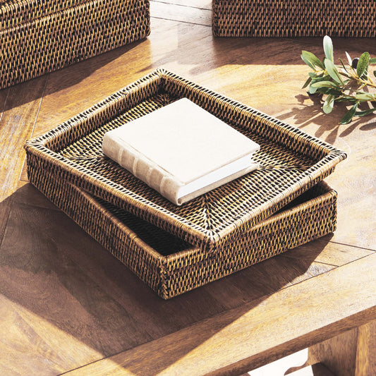Warm brown rattan lidded letter box - stylish home accent (Image6).