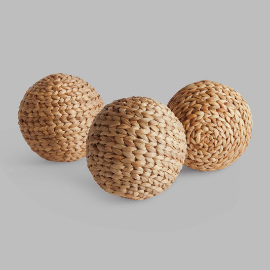 Water hyacinth 6.5 inch decorative orbs (set of 3) - stylish home accent (Image4).