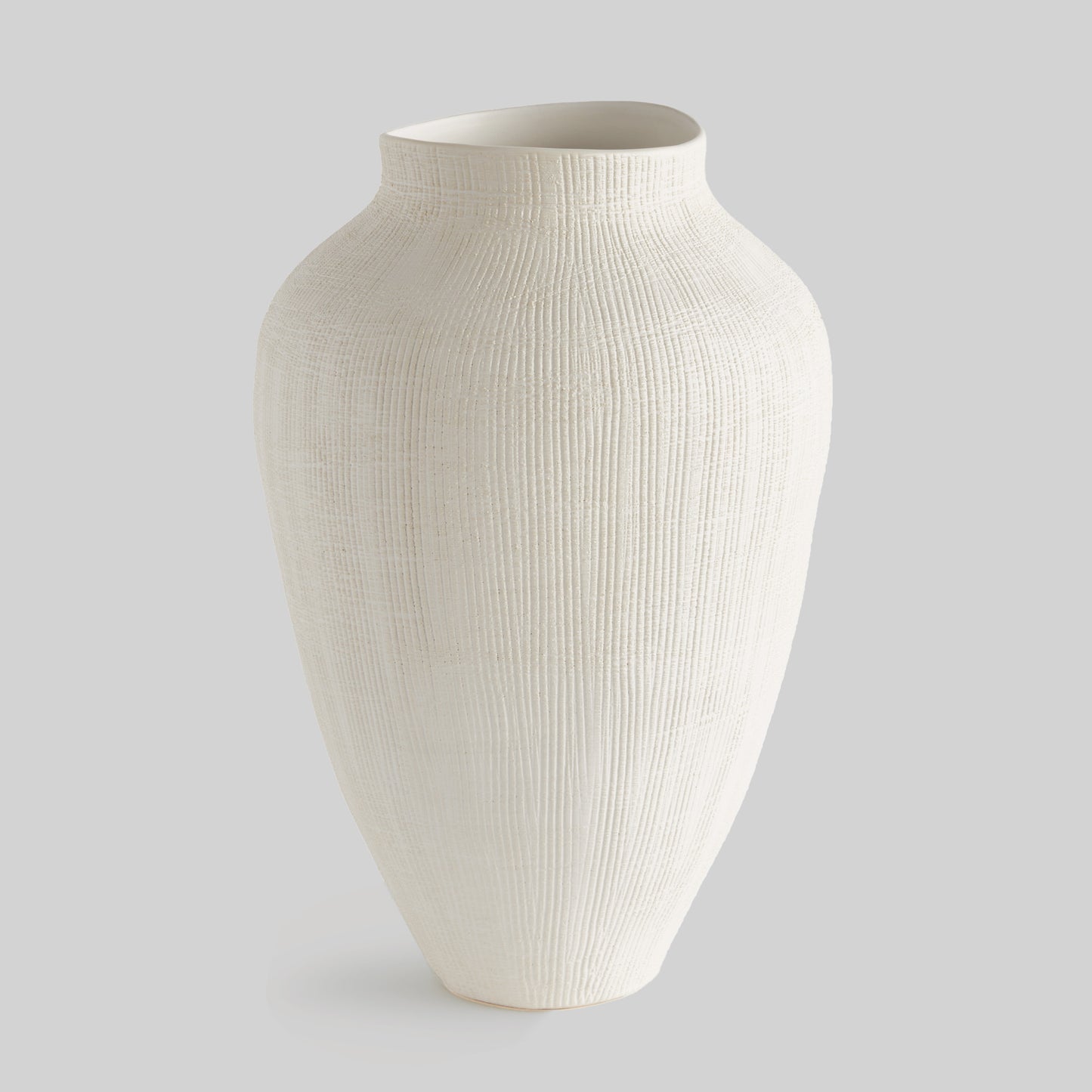 White crosshatch large vase - stylish home accent (Image1).