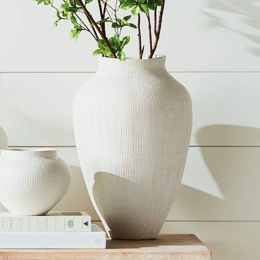 White crosshatch large vase - stylish home accent (Image5).