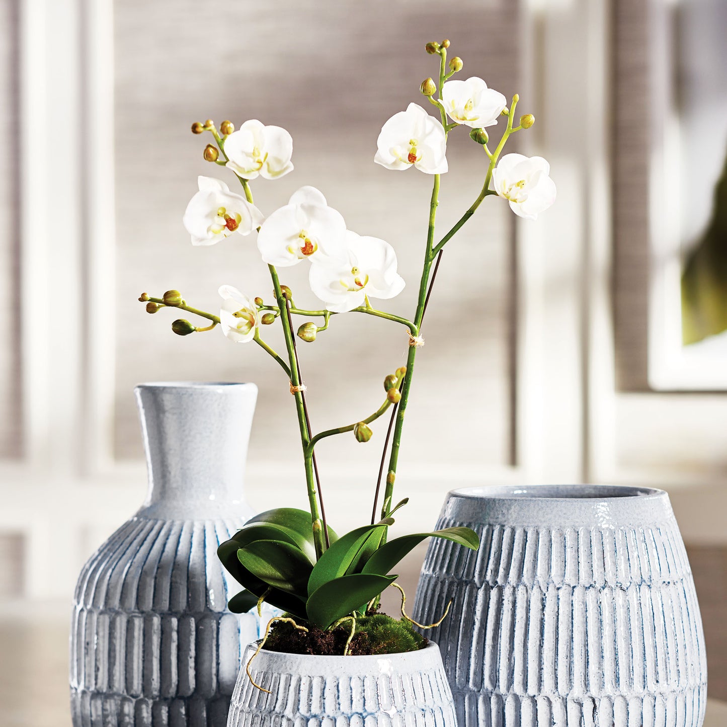 White faux phalaenopsis orchid 23 inch drop-in - stylish home accent (Image2).