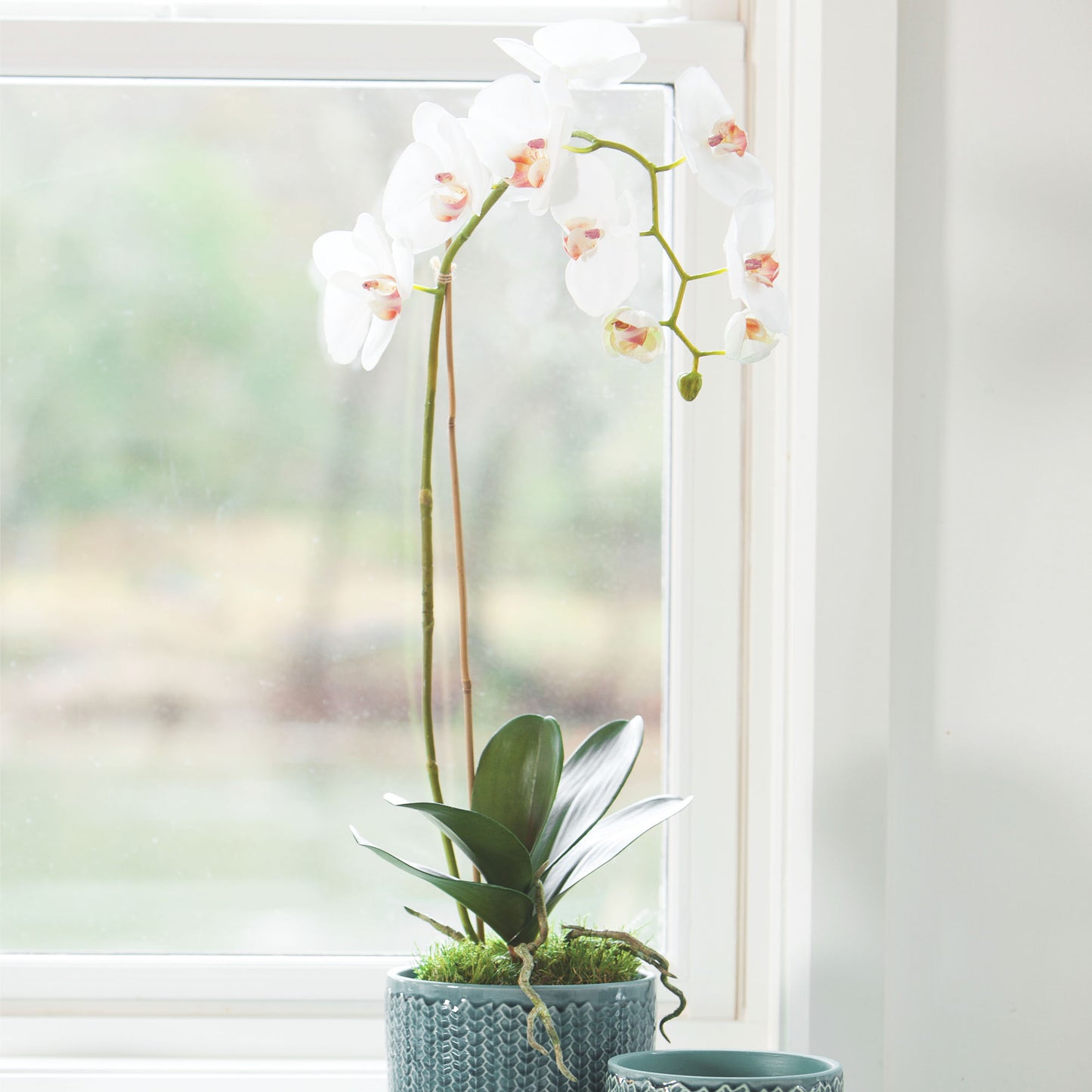White faux phalaenopsis orchid drop-in 26 inch - stylish home accent (Image4).