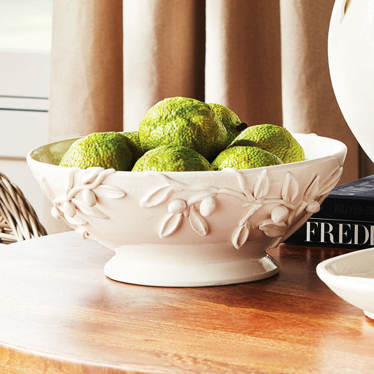 White italian ceramic olive branch bowl - stylish home accent (Image4).