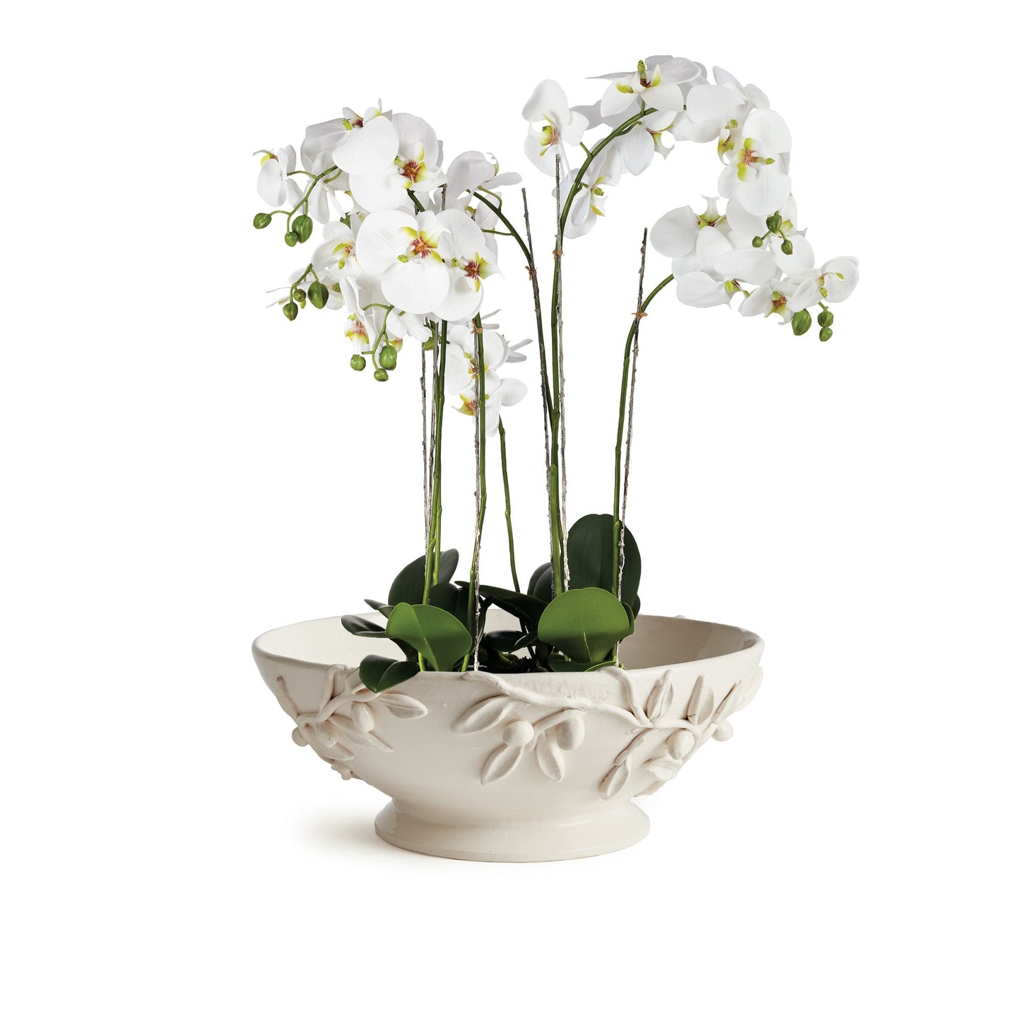 White italian ceramic olive branch bowl - stylish home accent (Image5).