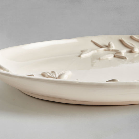 White italian ceramic olive branch tray - stylish home accent (Image2).