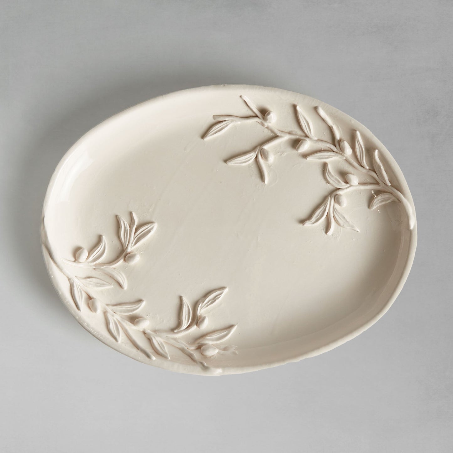 White italian ceramic olive branch tray - stylish home accent (Image4).
