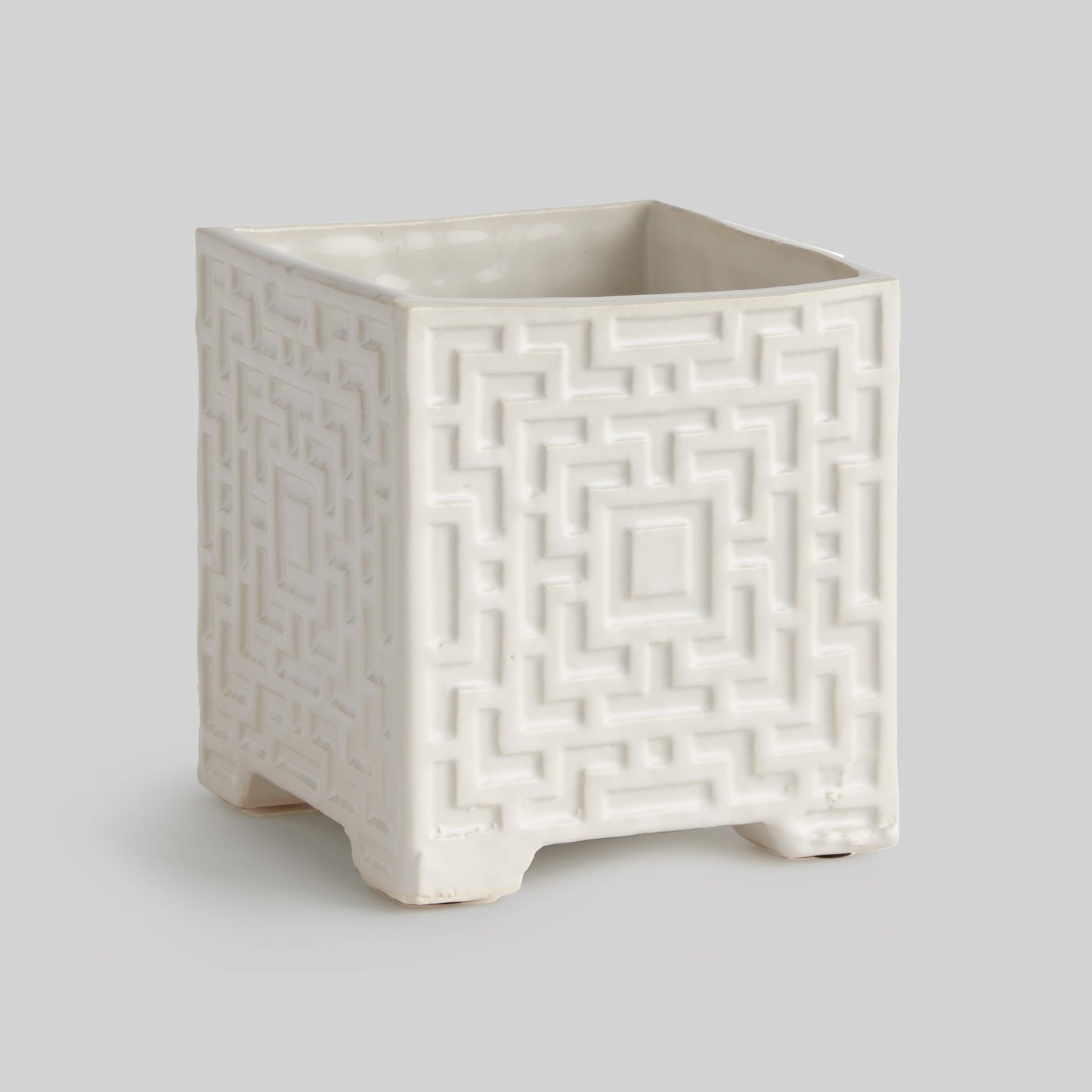 White lattice small square cachepot - stylish home accent (Image1).