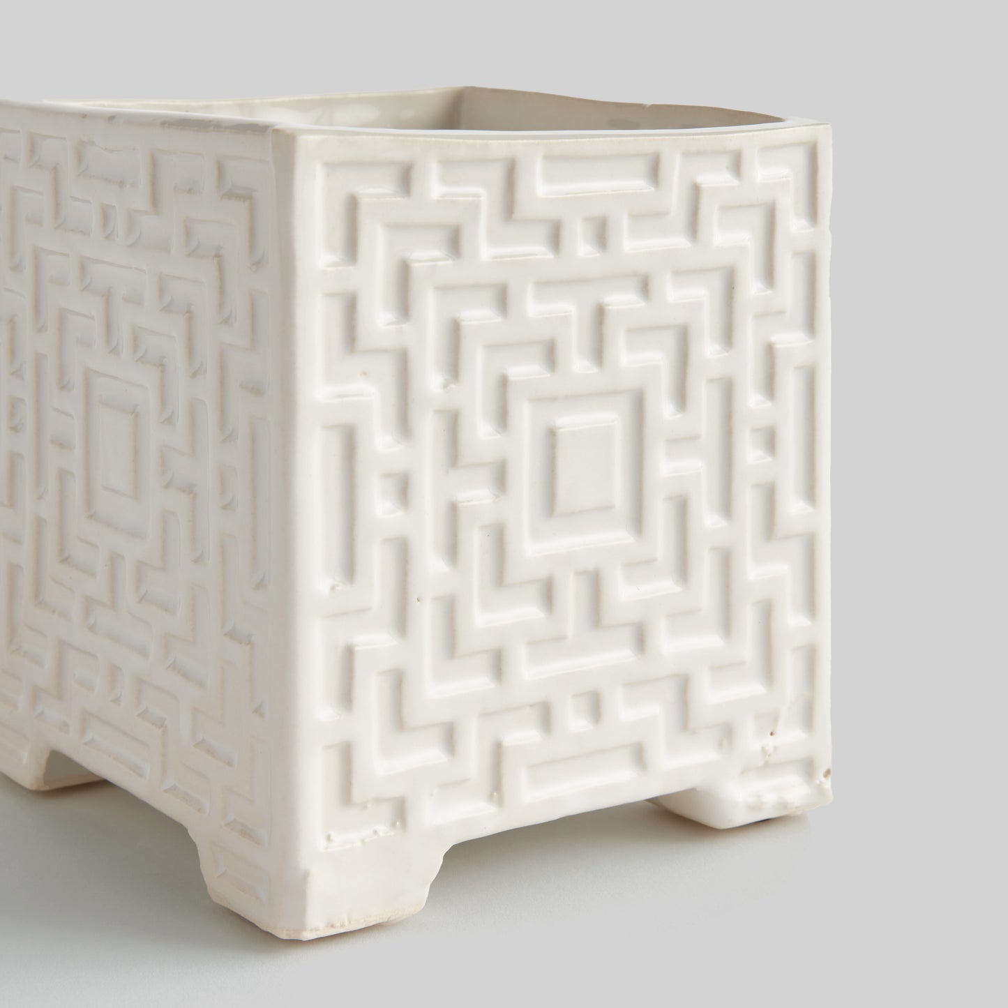 White lattice small square cachepot - stylish home accent (Image3).