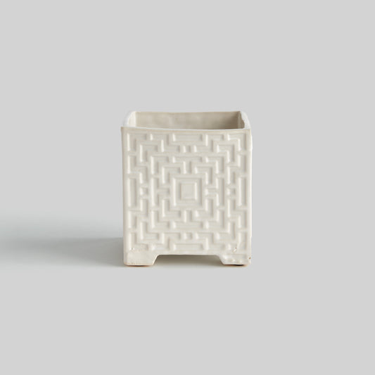 White lattice small square cachepot - stylish home accent (Image4).