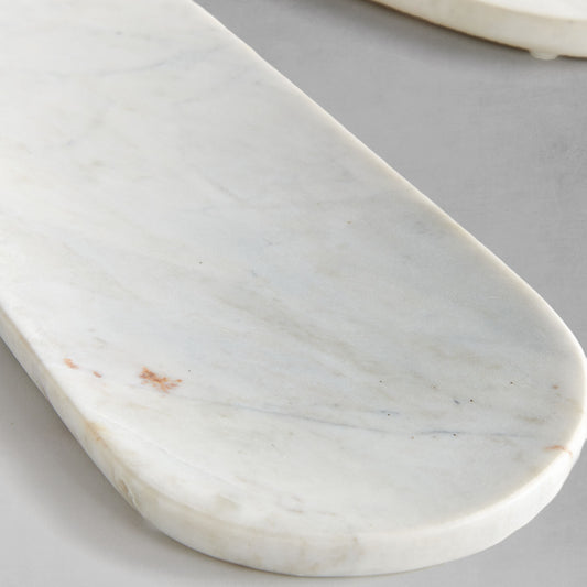 White marble oval trays (set of 2) - stylish home accent (Image2).