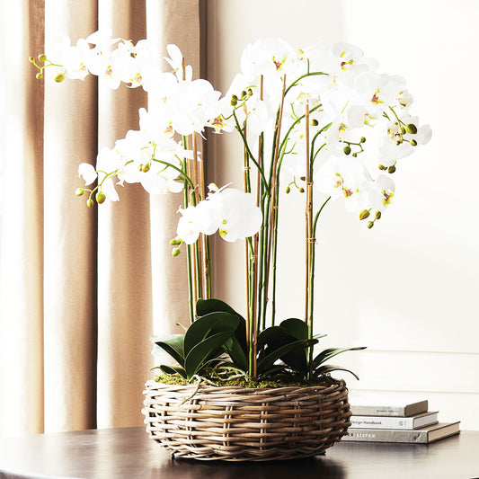White orchid faux floral drop-in - stylish home accent (Image6).