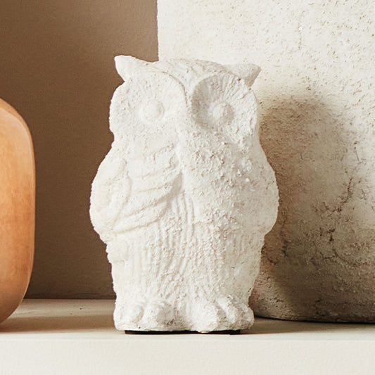 White weathered owl decorative object - stylish home accent (Image4).