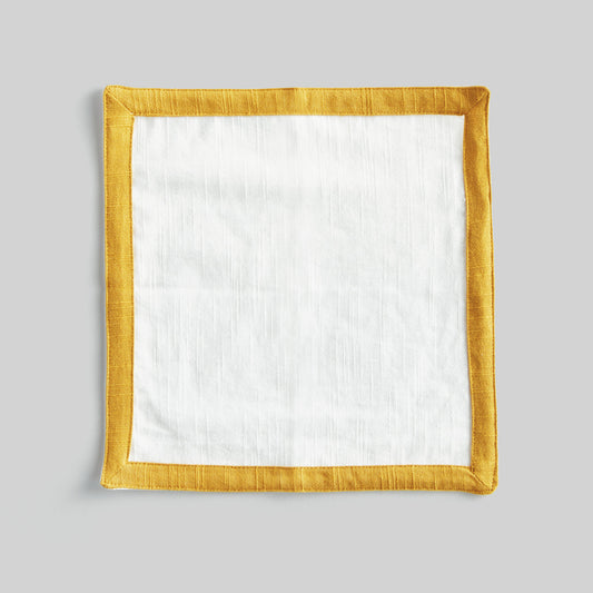 White with yellow honey border cotton cocktail napkins (set of 4) - stylish home accent (Image2).