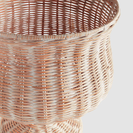 Whitewash rattan footed urn - stylish home accent (Image2).
