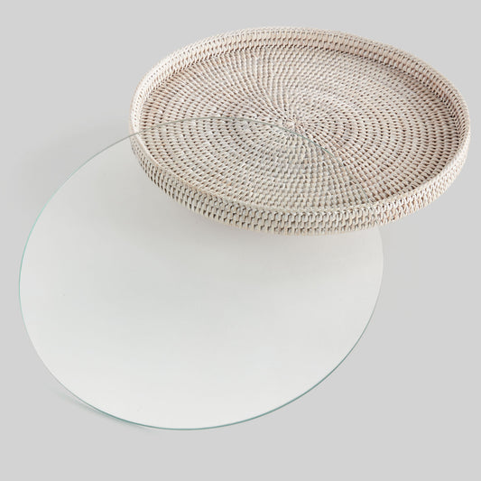 Whitewash rattan serving tray - stylish home accent (Image2).