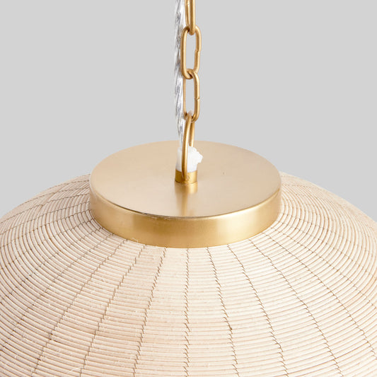 Whitewashed rattan dome pendant with brass detail 18 inch - stylish home accent (Image3).