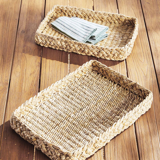 Woven rectangular decorative trays (set of 2) - stylish home accent (Image5).