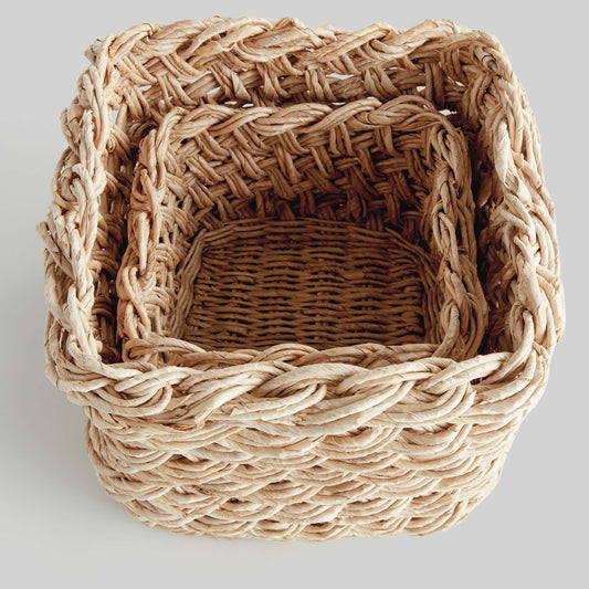 Woven square storage baskets (set of 2) - stylish home accent (Image2).