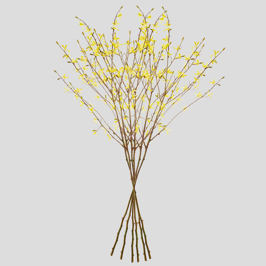 Yellow faux forsythia stems (set of 6) - stylish home accent (Image2).