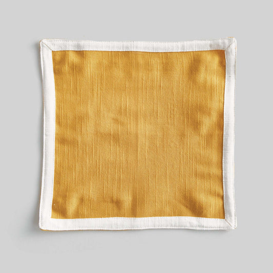 Yellow honey with white border cotton cocktail napkins (set of 4) - stylish home accent (Image2).