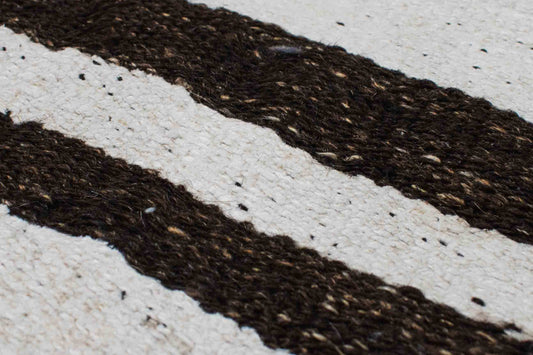 Handwoven Turkish kilim sisal pillow cover fabric in cream with double brown stripe.