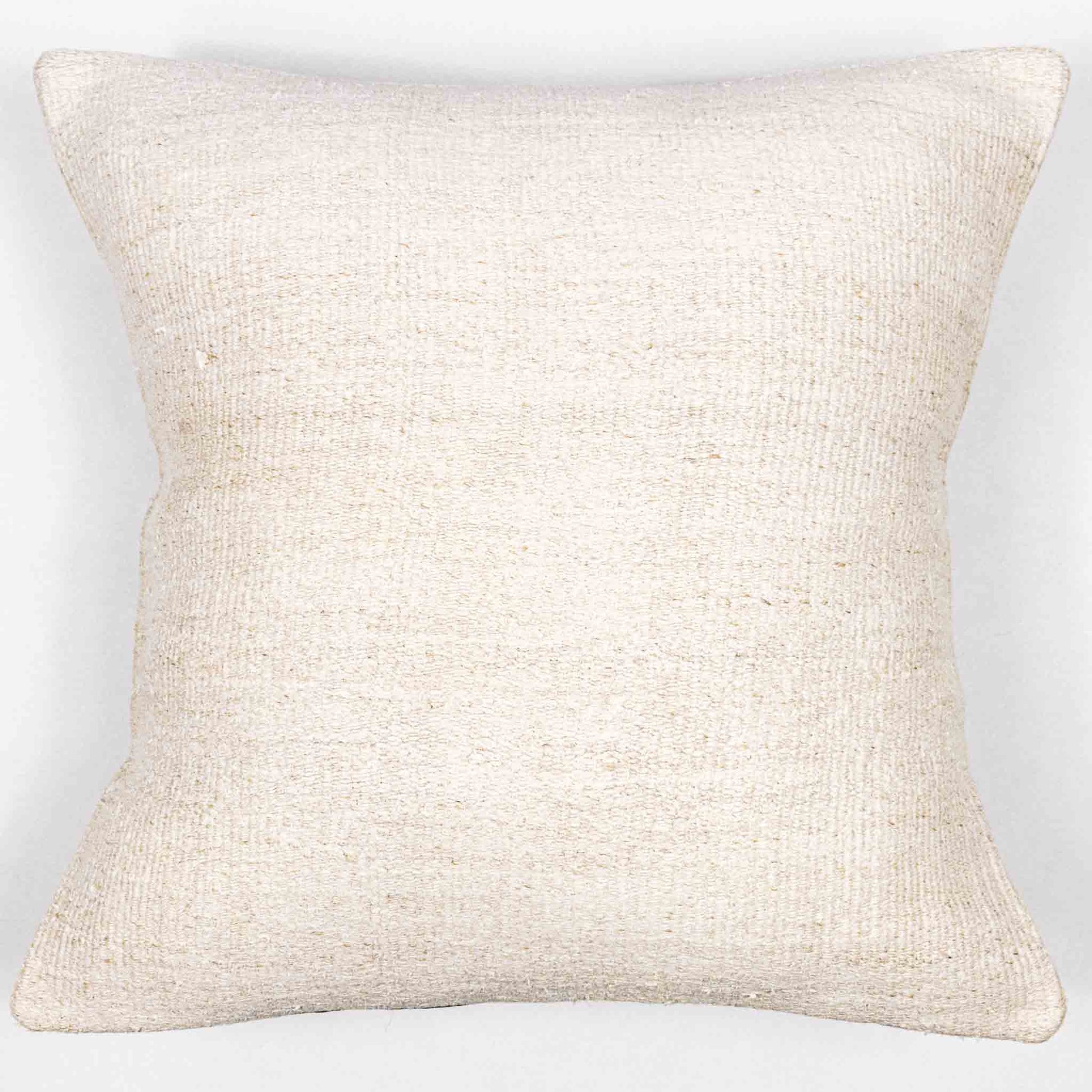 Handwoven Turkish kilim sisal pillow cover in ivory white and sand.