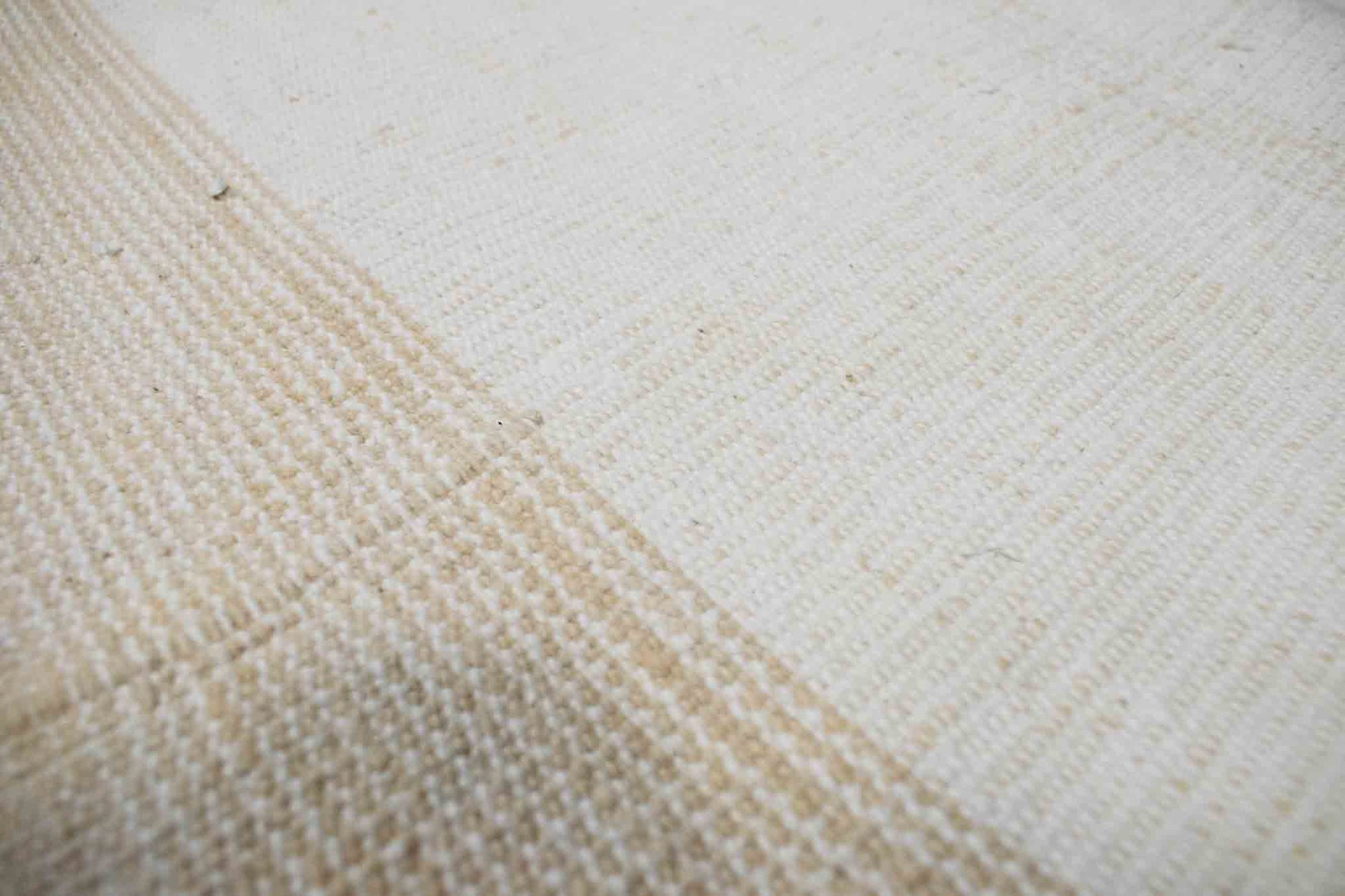 Handwoven Turkish kilim sisal pillow cover fabric in ivory white with wheat stripes.