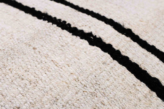 Handwoven Turkish kilim sisal pillow cover fabric in khaki with espresso stripes.