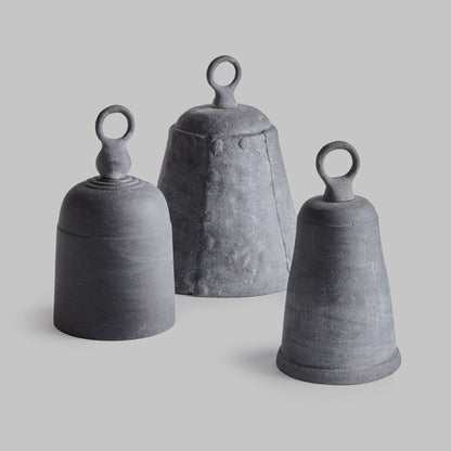 Aged zinc cast aluminum bells (set of 3) - stylish home accent (Image1).