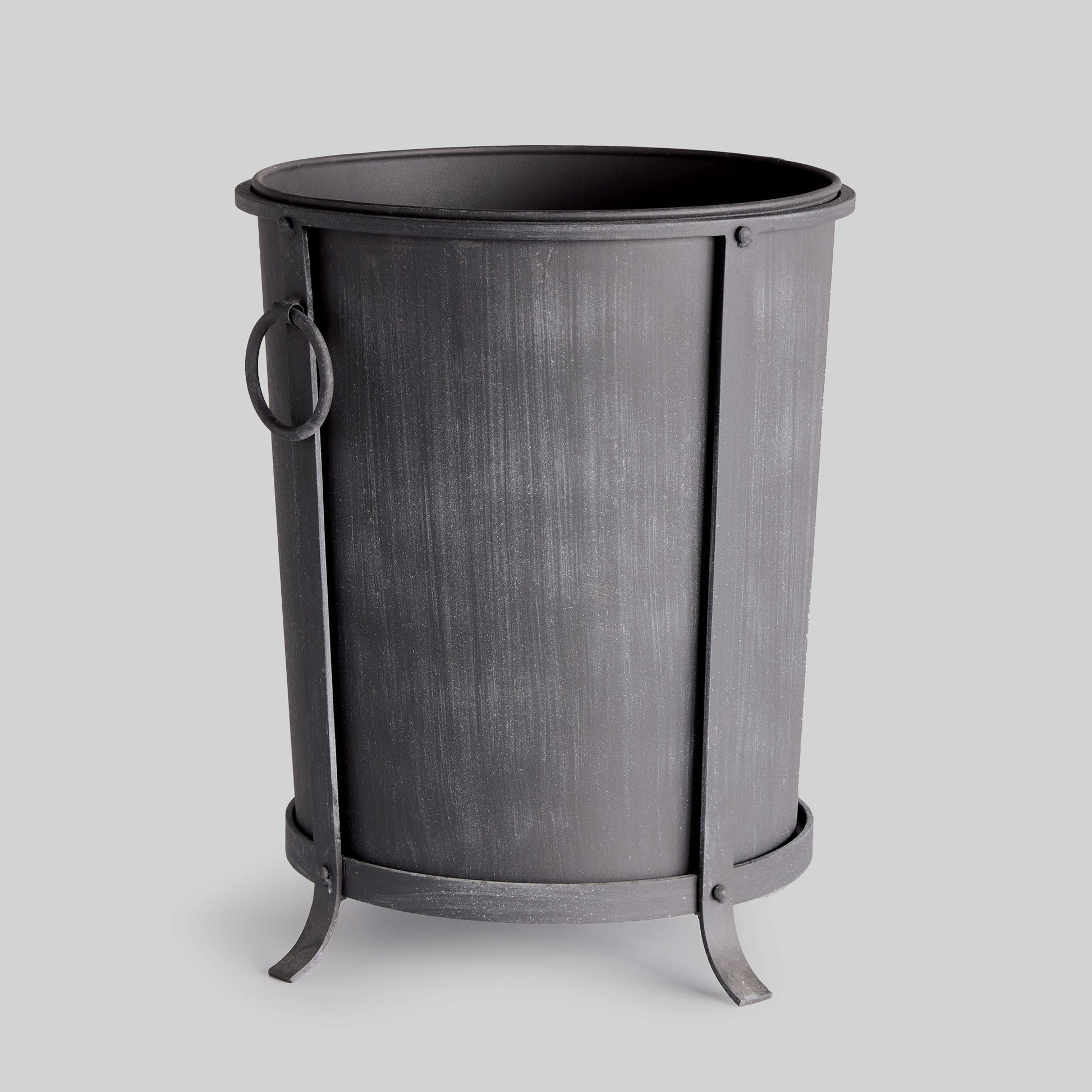 Aged zinc iron medium planter 15.5 inch - stylish home accent (Image1).
