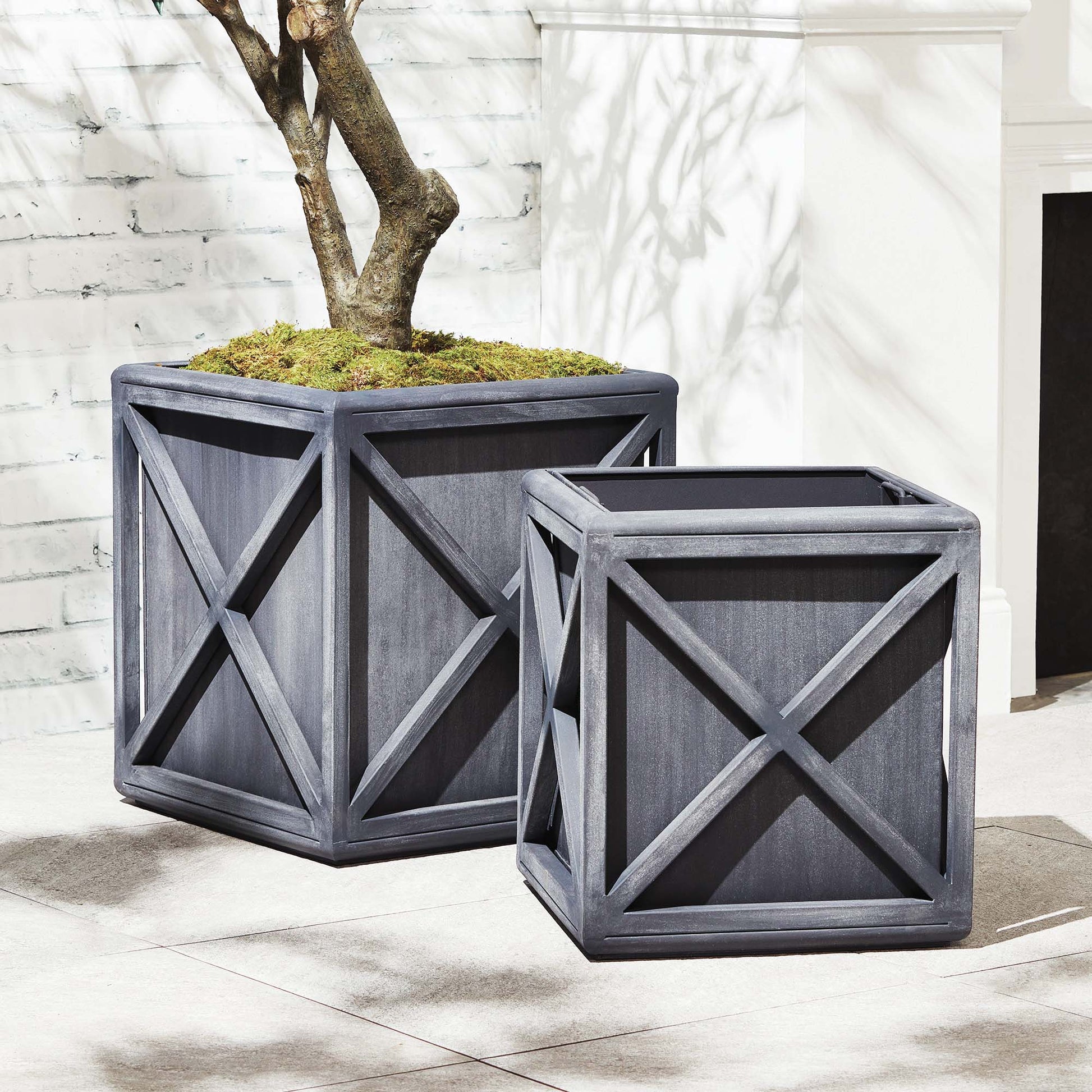 Aged zinc outdoor large planter 20 inch - stylish home accent (Image4).