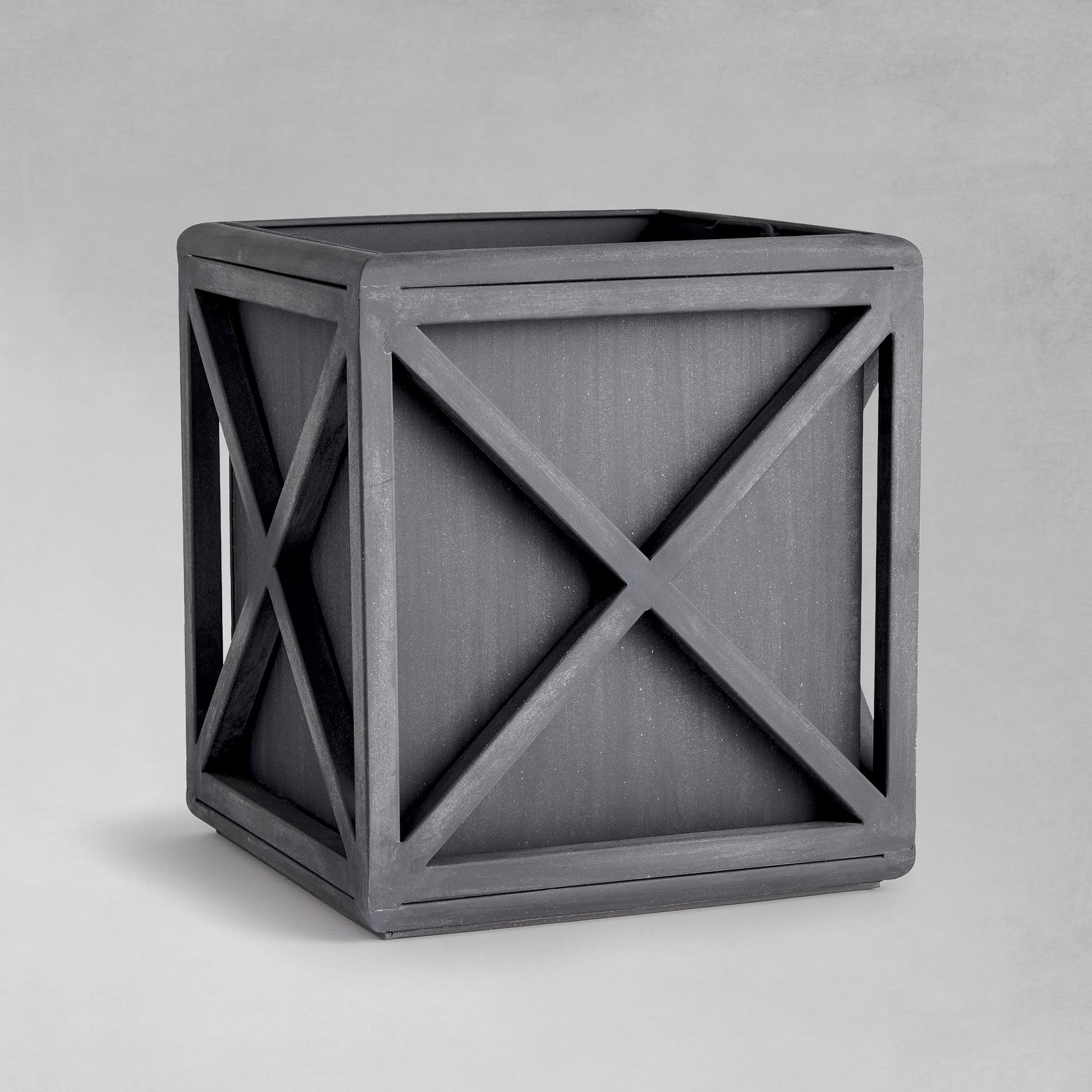 Aged zinc small outdoor planter 17 inch - stylish home accent (Image1).