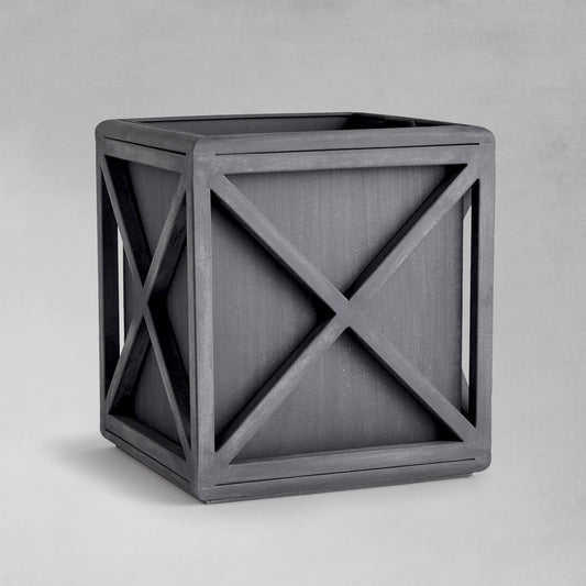 Aged zinc small outdoor planter 17 inch - stylish home accent (Image1).