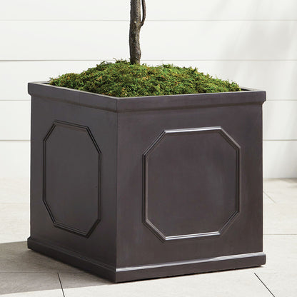 Antique black fibreclay large square planter - stylish home accent (Image2).