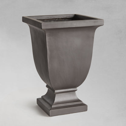 Antique black square footed large planter 17 inch - stylish home accent (Image1).