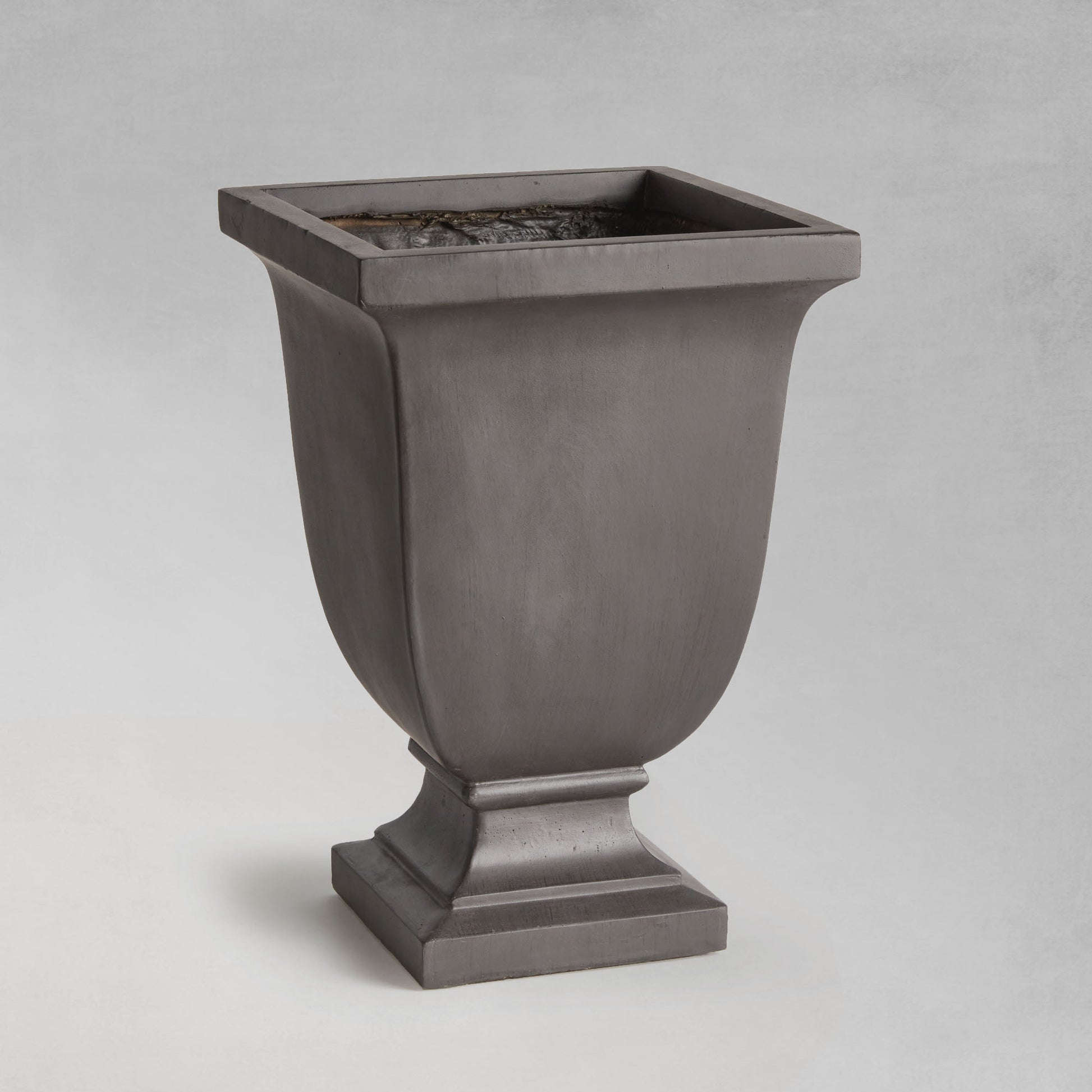 Antique black square footed small planter 14.5 inch - stylish home accent (Image1).