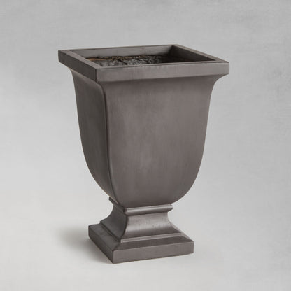 Antique black square footed small planter 14.5 inch - stylish home accent (Image1).