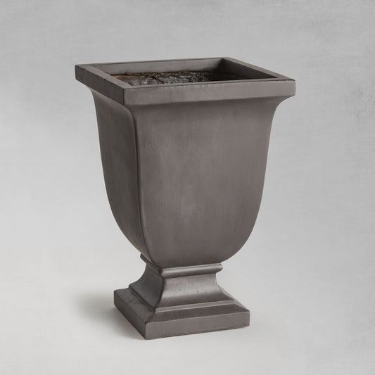 Antique black square footed small planter 14.5 inch - stylish home accent (Image1).