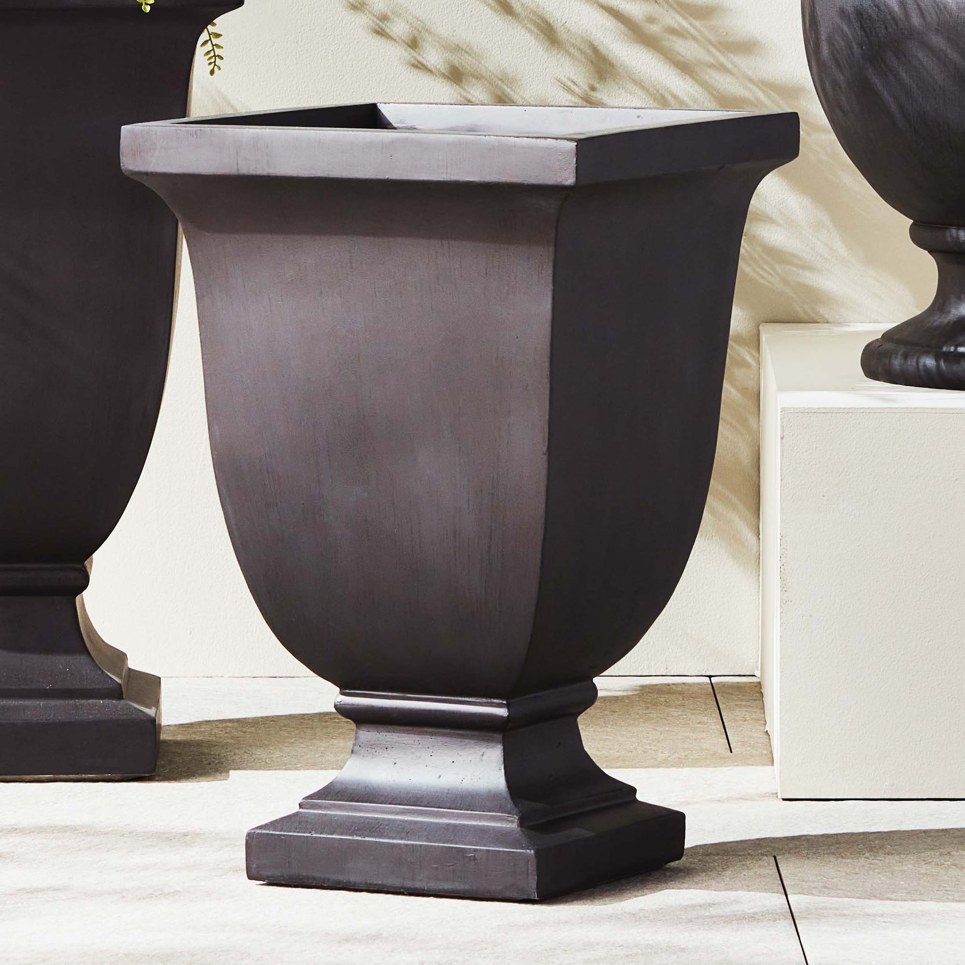 Antique black square footed small planter 14.5 inch - stylish home accent (Image5).